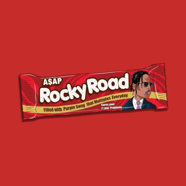 A$AP Rocky on a Rocky Road candy wrapper Logo