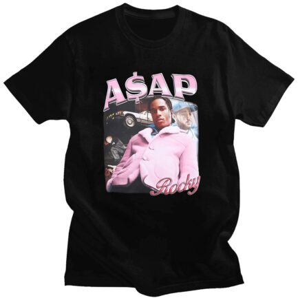 asap rocky pink printed tshirt