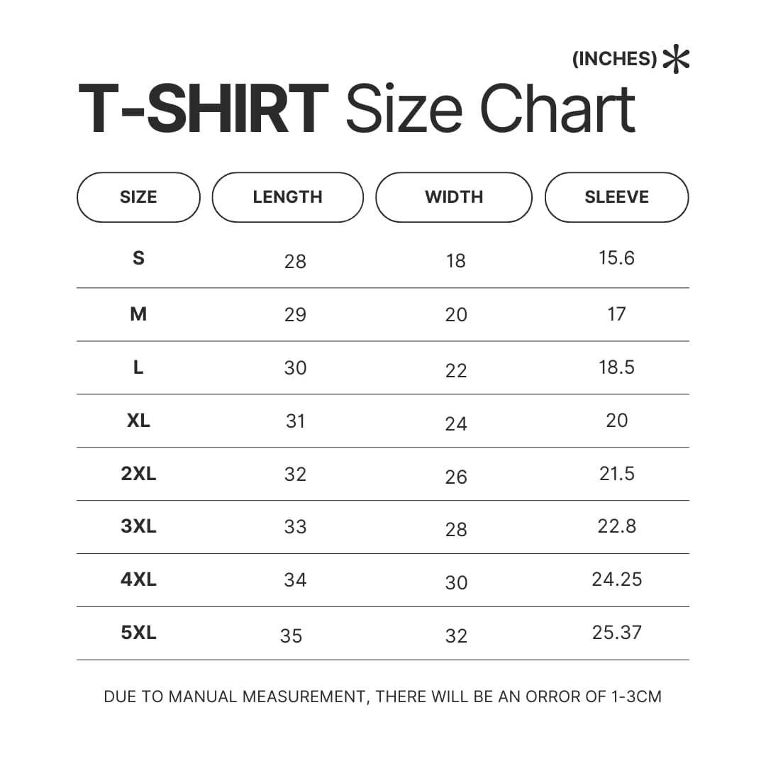 T shirt Size Chart - ASAP Rocky Merch