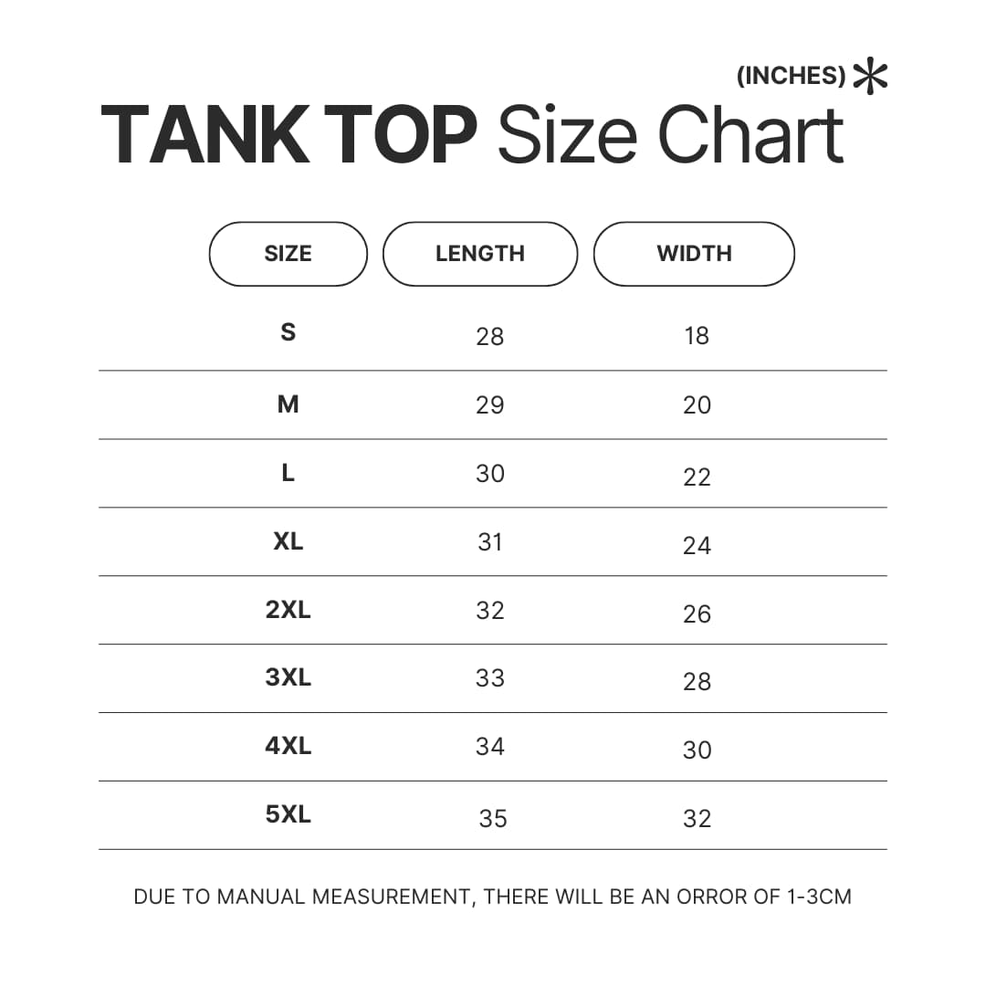 Tank Top Size Chart - ASAP Rocky Merch