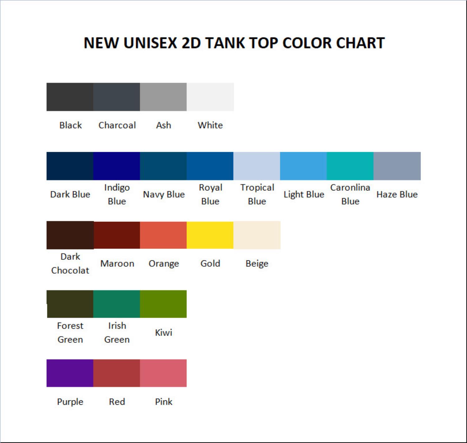tank top color chart - ASAP Rocky Merch
