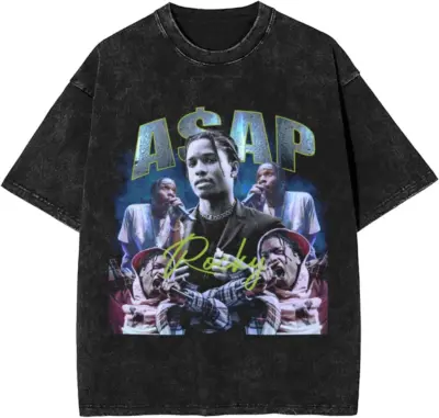 Rapper ASAP Rocky Mineral Wash T-Shirt